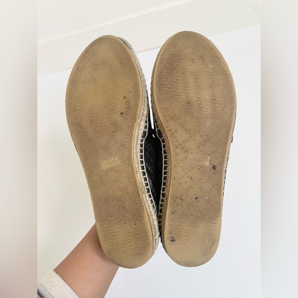 GUCCI Black Microguccissima Leather Slip On Espadrille Flats EU 38 - Picture 4 of 10